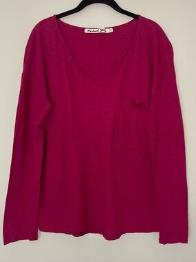 Michael Stars Dark Pink Long Sleeve Supima Cotton Top One Size